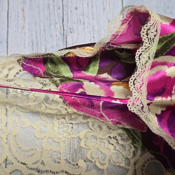 Vintage 1980's Cacique Lingerie Floral Lace Slip Dress Size Medium - Picture 8 of 9